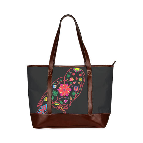 Floral Owl Tote Handbag (Model 1642) Tote Handbags (1642) e-joyer 