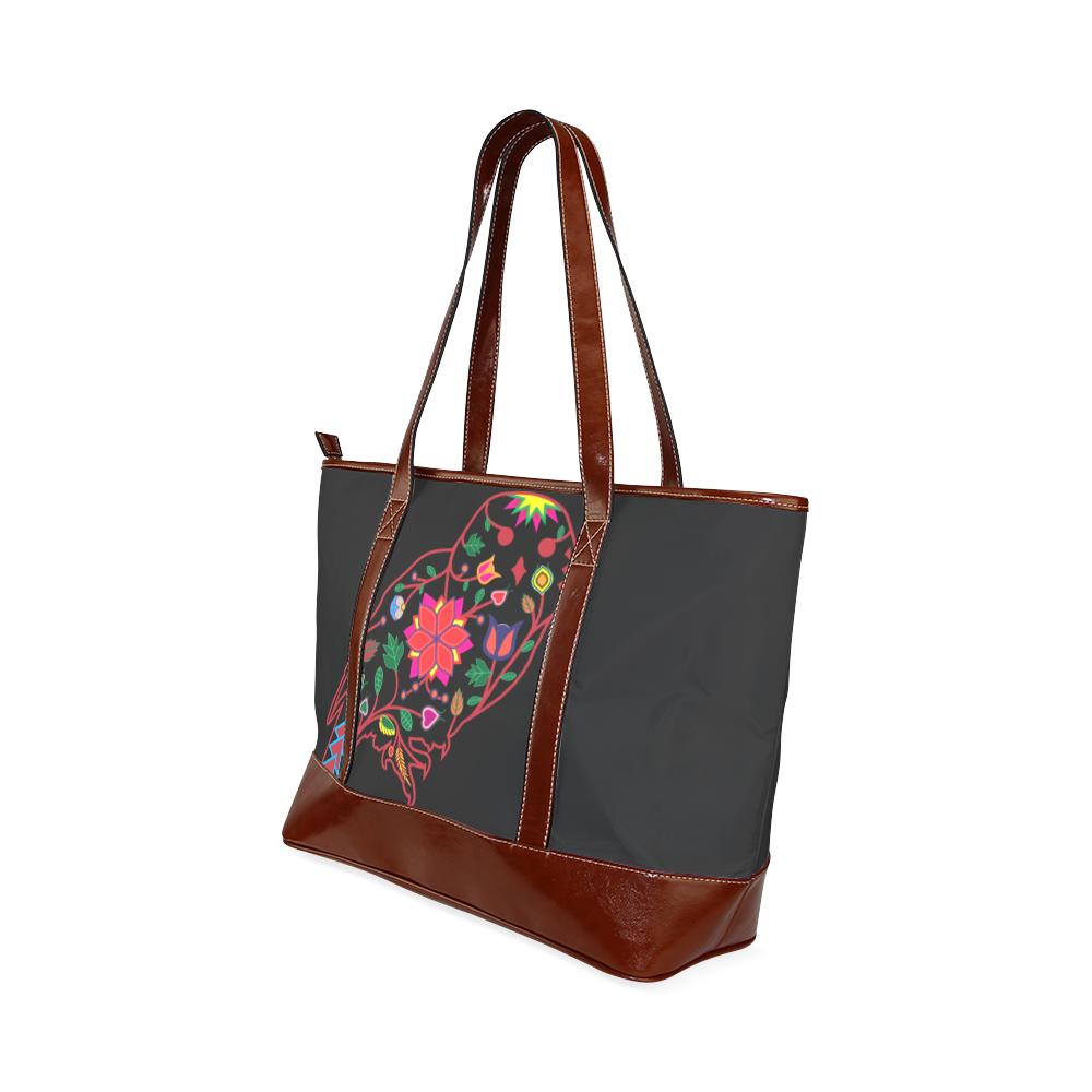 Floral Owl Tote Handbag (Model 1642) Tote Handbags (1642) e-joyer 
