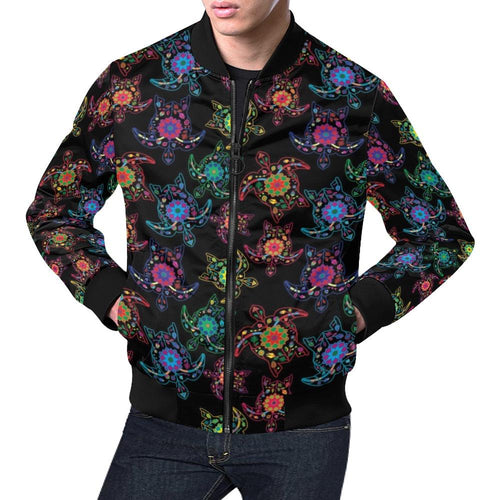 Floral Turtle All Over Print Bomber Jacket for Men (Model H19) All Over Print Bomber Jacket for Men (H19) e-joyer 