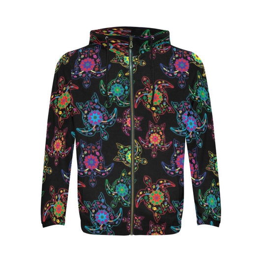 Floral Turtle All Over Print Full Zip Hoodie for Men (Model H14) All Over Print Full Zip Hoodie for Men (H14) e-joyer 