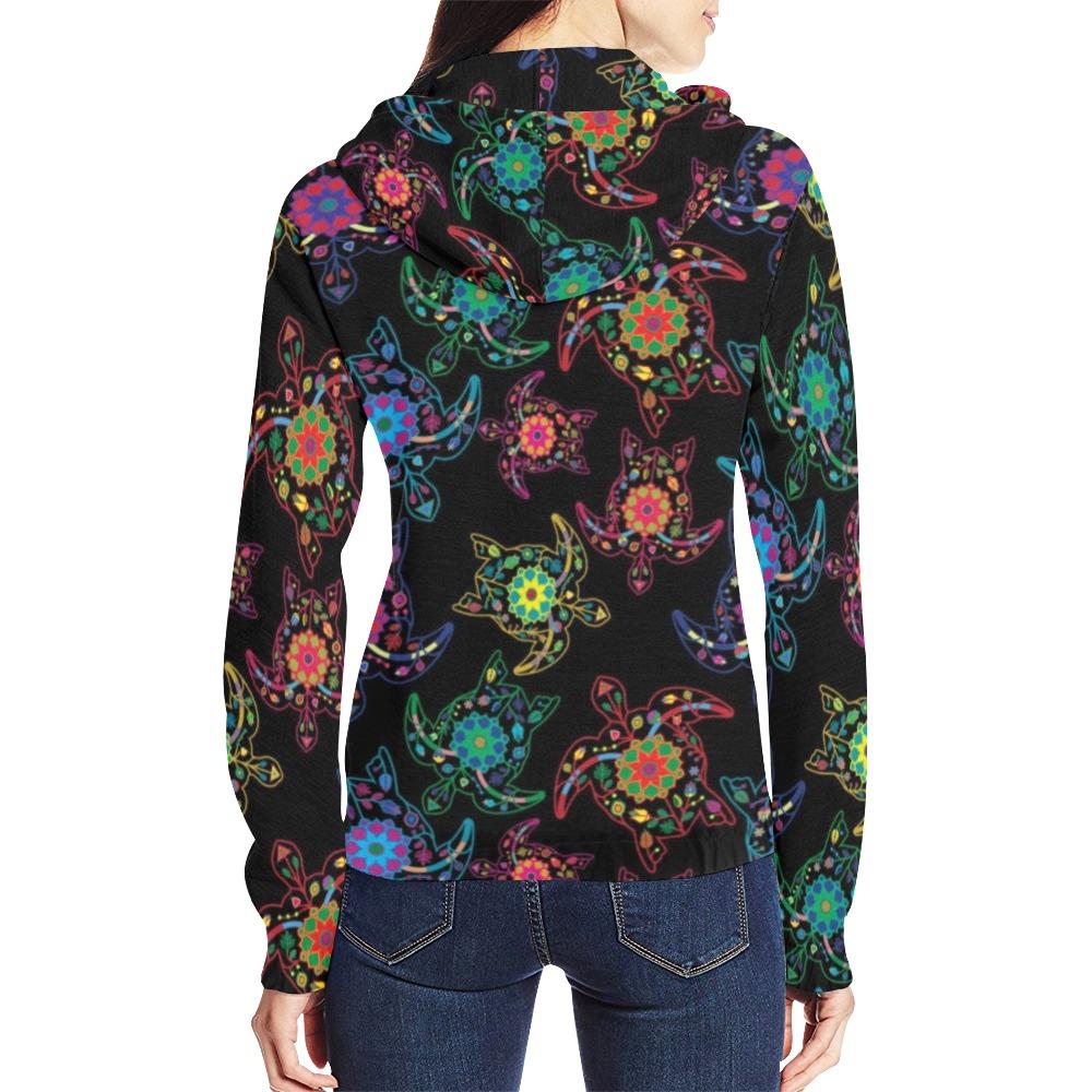 Floral Turtle All Over Print Full Zip Hoodie for Women (Model H14) All Over Print Full Zip Hoodie for Women (H14) e-joyer 