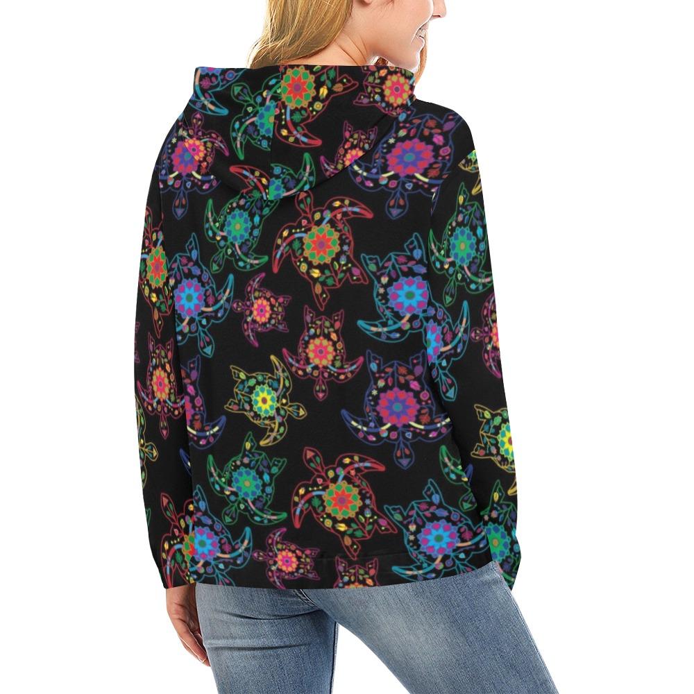 Floral Turtle All Over Print Hoodie for Women (USA Size) (Model H13) All Over Print Hoodie for Women (H13) e-joyer 