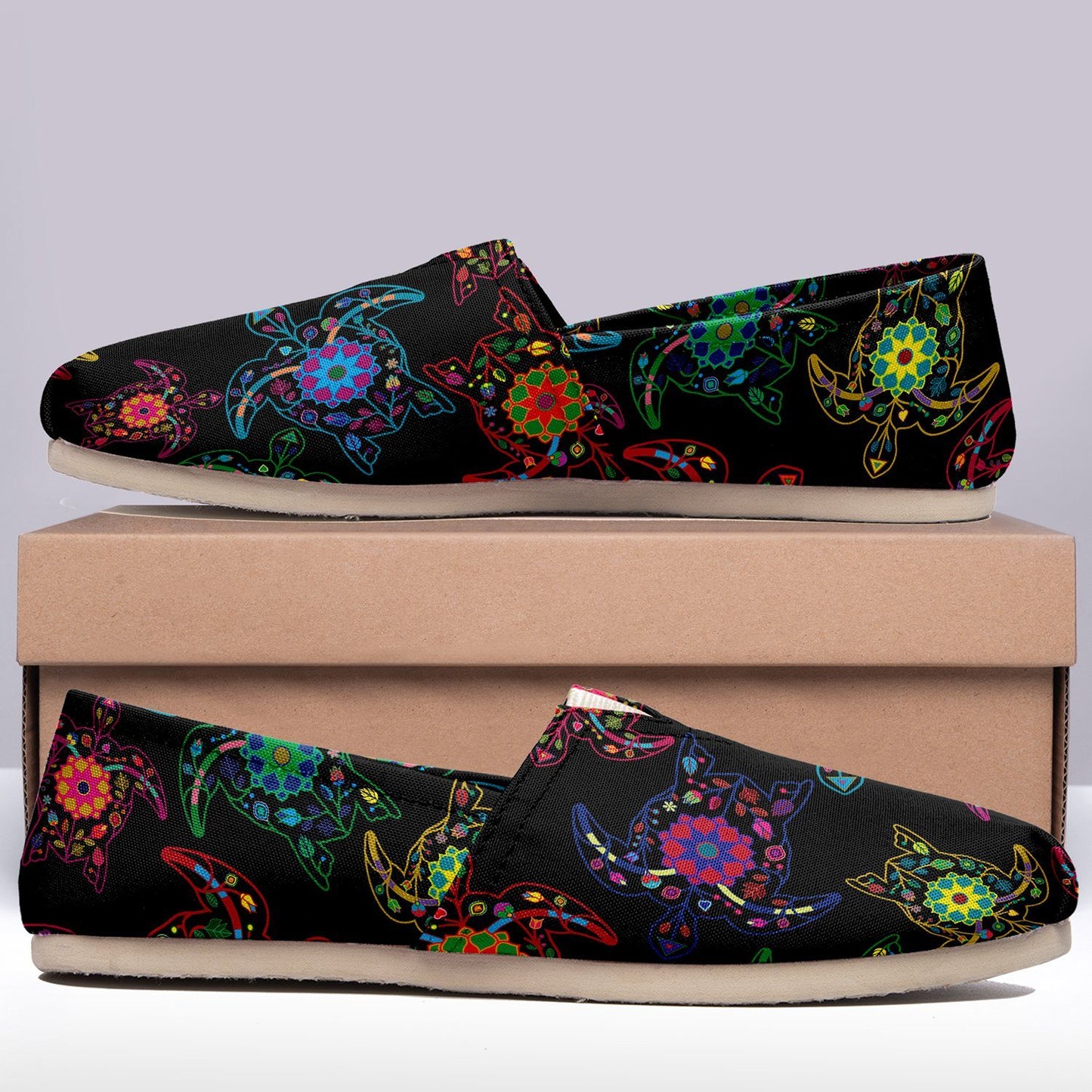 Floral Turtle Casual Unisex Slip On Shoe Herman 