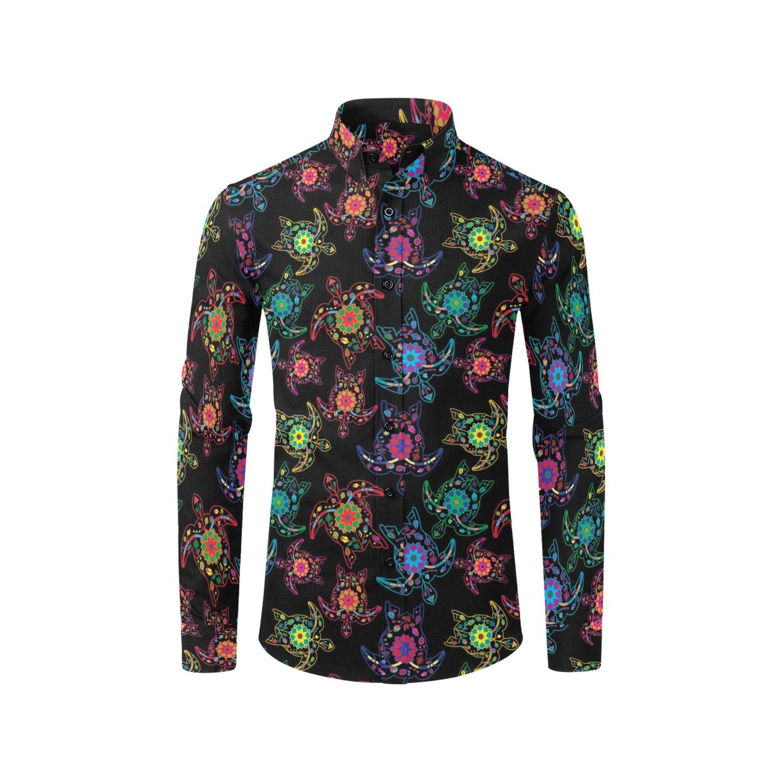 Floral Turtle Men's All Over Print Casual Dress Shirt (Model T61) Men's Dress Shirt (T61) e-joyer 