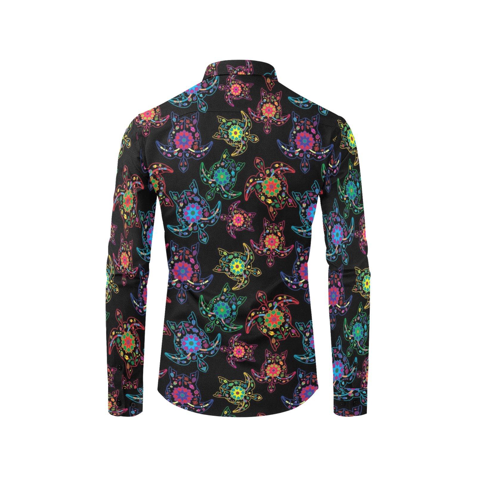 Floral Turtle Men's All Over Print Casual Dress Shirt (Model T61) Men's Dress Shirt (T61) e-joyer 