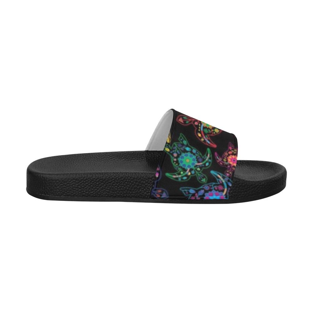 Floral Turtle Men's Slide Sandals (Model 057) Men's Slide Sandals (057) e-joyer 