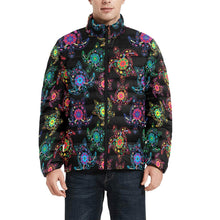 Load image into Gallery viewer, Floral Turtle Men&#39;s Stand Collar Padded Jacket (Model H41) Men&#39;s Stand Collar Padded Jacket (H41) e-joyer 
