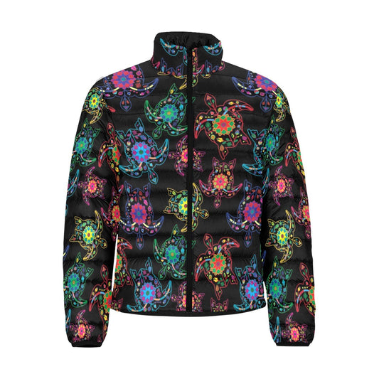 Floral Turtle Men's Stand Collar Padded Jacket (Model H41) Men's Stand Collar Padded Jacket (H41) e-joyer 