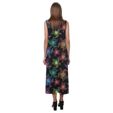 Load image into Gallery viewer, Floral Turtle Phaedra Sleeveless Open Fork Long Dress (Model D08) dress e-joyer 
