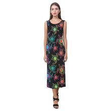 Load image into Gallery viewer, Floral Turtle Phaedra Sleeveless Open Fork Long Dress (Model D08) dress e-joyer 
