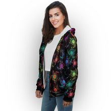 Load image into Gallery viewer, Floral Turtle Sherpa Hoodie hoodie Herman 
