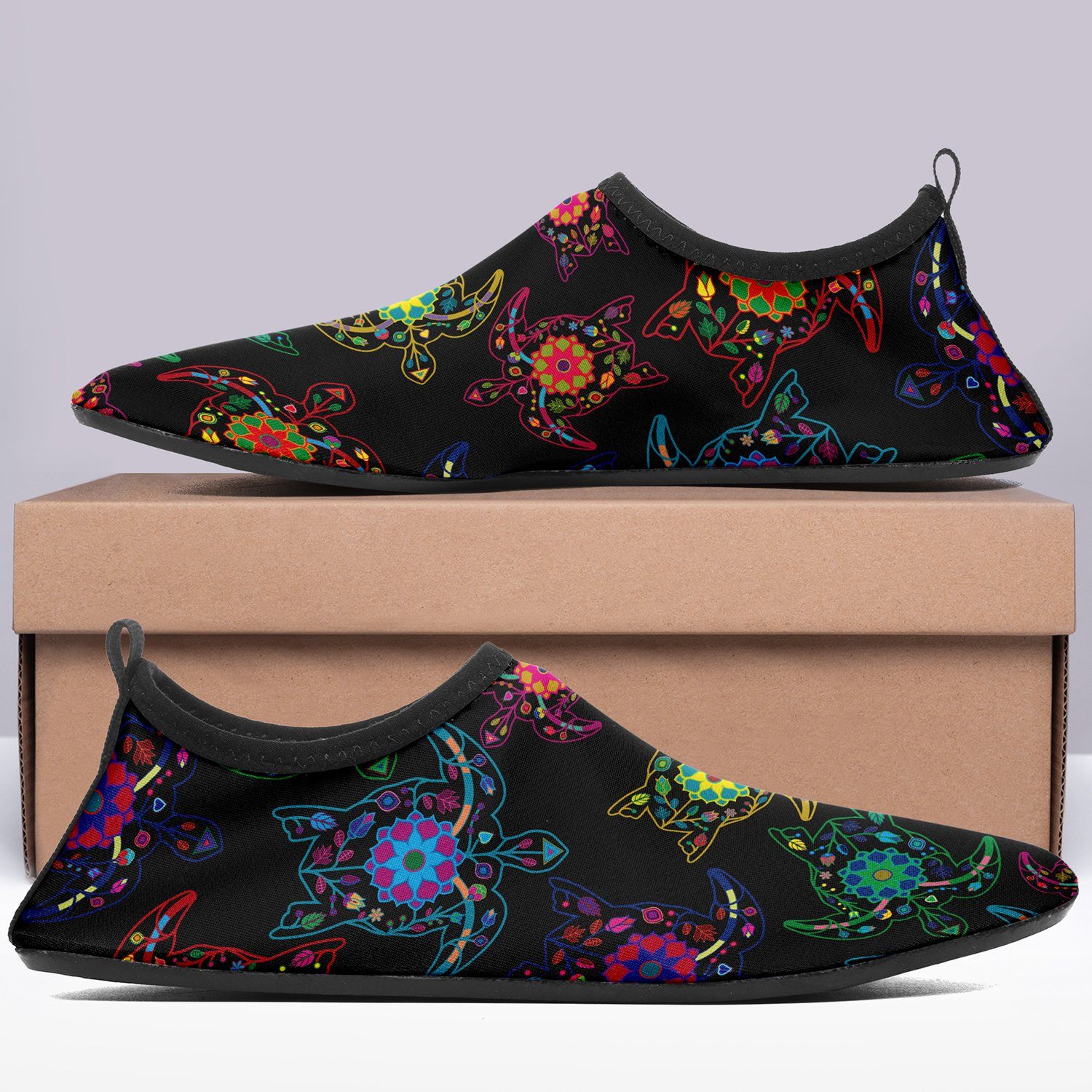 Floral Turtle Sockamoccs Slip On Shoes Herman 