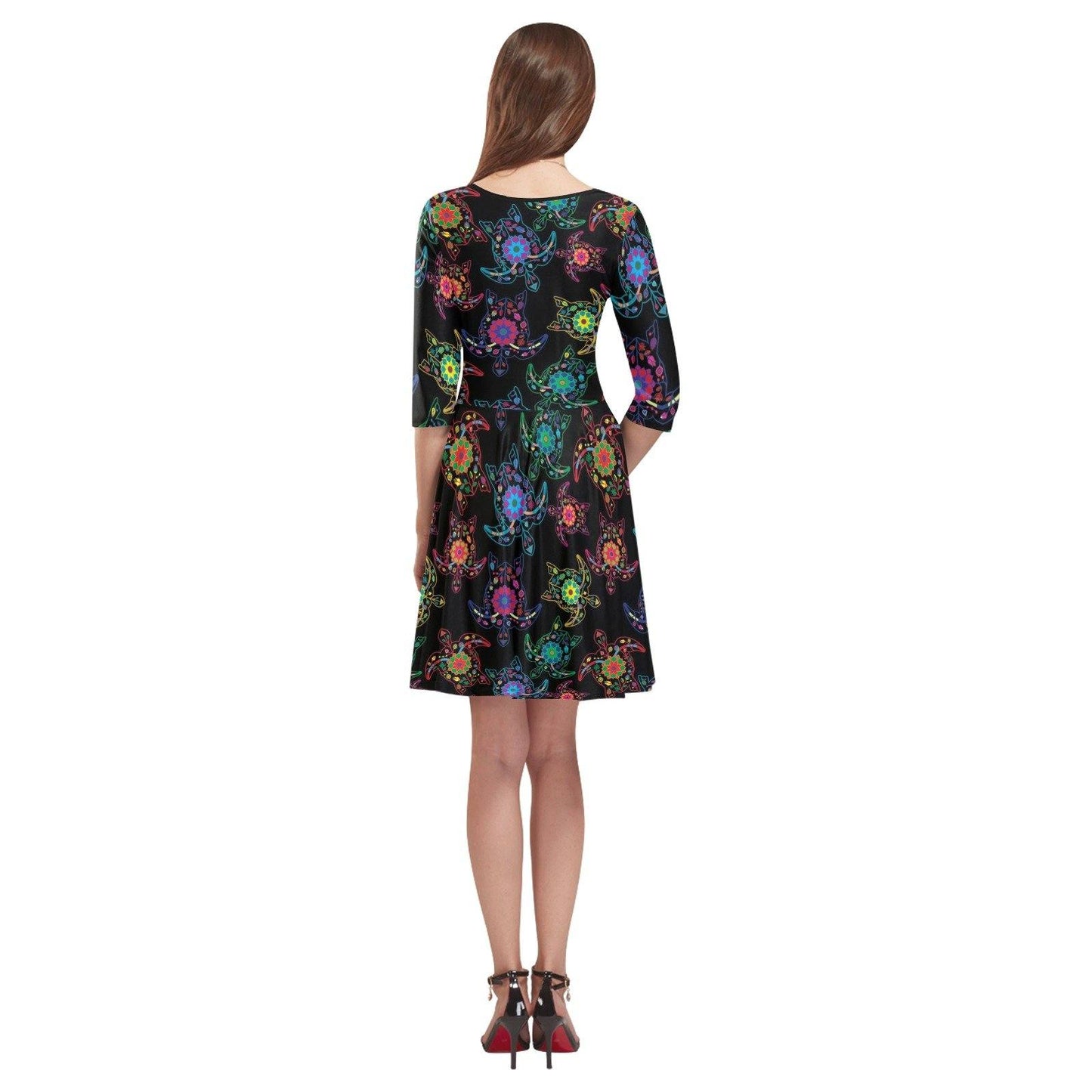 Floral Turtle Tethys Half-Sleeve Skater Dress(Model D20) Tethys Half-Sleeve Skater Dress (D20) e-joyer 