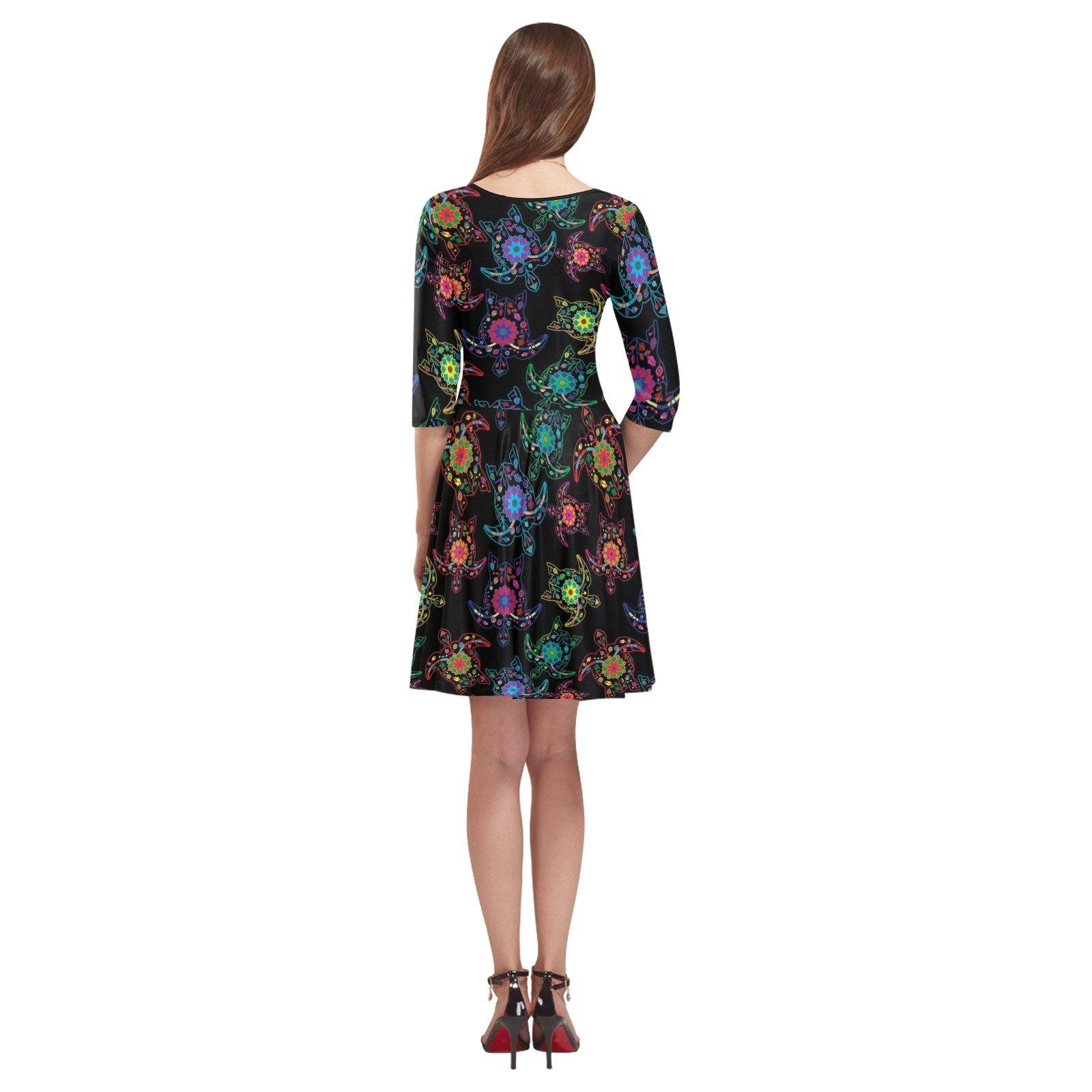 Floral Turtle Tethys Half-Sleeve Skater Dress(Model D20) Tethys Half-Sleeve Skater Dress (D20) e-joyer 