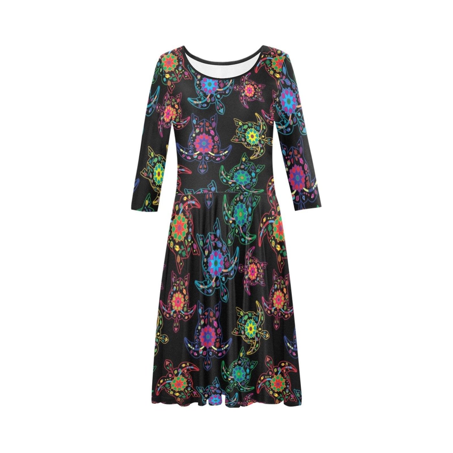 Floral Turtle Tethys Half-Sleeve Skater Dress(Model D20) Tethys Half-Sleeve Skater Dress (D20) e-joyer 