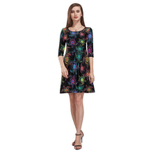 Load image into Gallery viewer, Floral Turtle Tethys Half-Sleeve Skater Dress(Model D20) Tethys Half-Sleeve Skater Dress (D20) e-joyer 
