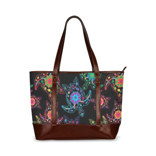 Floral Turtle Tote Handbag (Model 1642) handbag e-joyer 