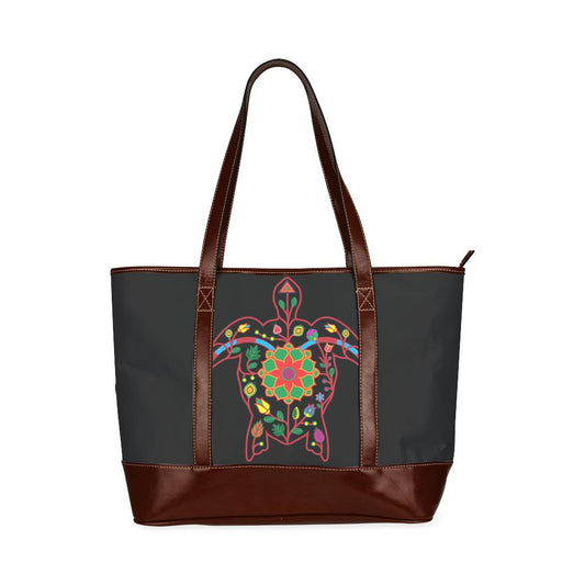 Floral Turtle Tote Handbag (Model 1642) Tote Handbags (1642) e-joyer 