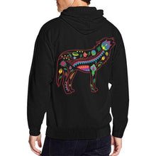 Load image into Gallery viewer, Floral Wolf All Over Print Full Zip Hoodie for Men (Model H14) All Over Print Full Zip Hoodie for Men (H14) e-joyer 
