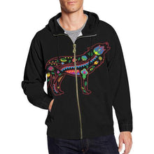 Load image into Gallery viewer, Floral Wolf All Over Print Full Zip Hoodie for Men (Model H14) All Over Print Full Zip Hoodie for Men (H14) e-joyer 
