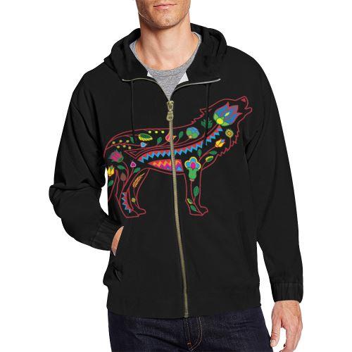 Floral Wolf All Over Print Full Zip Hoodie for Men (Model H14) All Over Print Full Zip Hoodie for Men (H14) e-joyer 