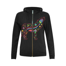 Load image into Gallery viewer, Floral Wolf All Over Print Full Zip Hoodie for Women (Model H14) All Over Print Full Zip Hoodie for Women (H14) e-joyer 
