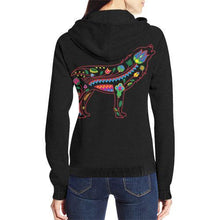 Load image into Gallery viewer, Floral Wolf All Over Print Full Zip Hoodie for Women (Model H14) All Over Print Full Zip Hoodie for Women (H14) e-joyer 
