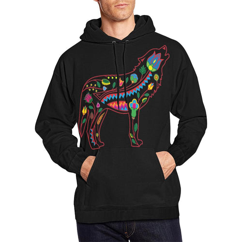 Floral Wolf All Over Print Hoodie for Men (USA Size) (Model H13) All Over Print Hoodie for Men (H13) e-joyer 