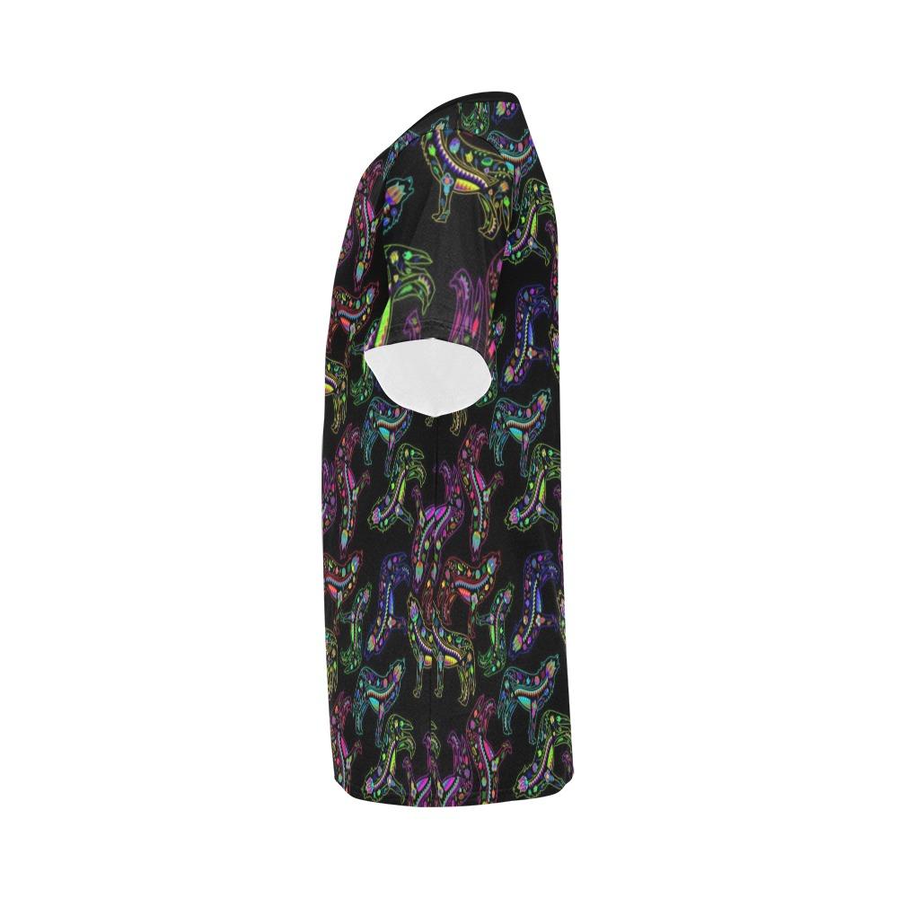 Floral Wolf All Over Print T-Shirt for Men (USA Size) (Model T40) All Over Print T-Shirt for Men (T40) e-joyer 