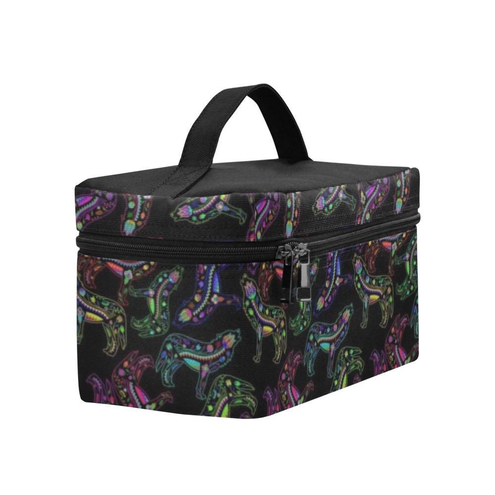 Floral Wolf Cosmetic Bag/Large (Model 1658) Cosmetic Bag e-joyer 