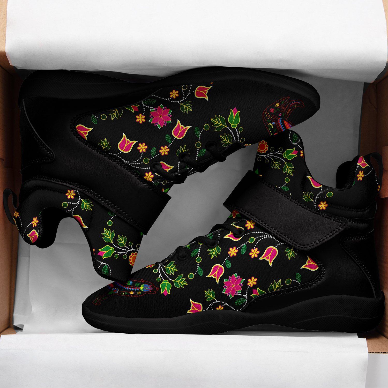 Floral Wolf Ipottaa Basketball / Sport High Top Shoes - Black Sole 49 Dzine 