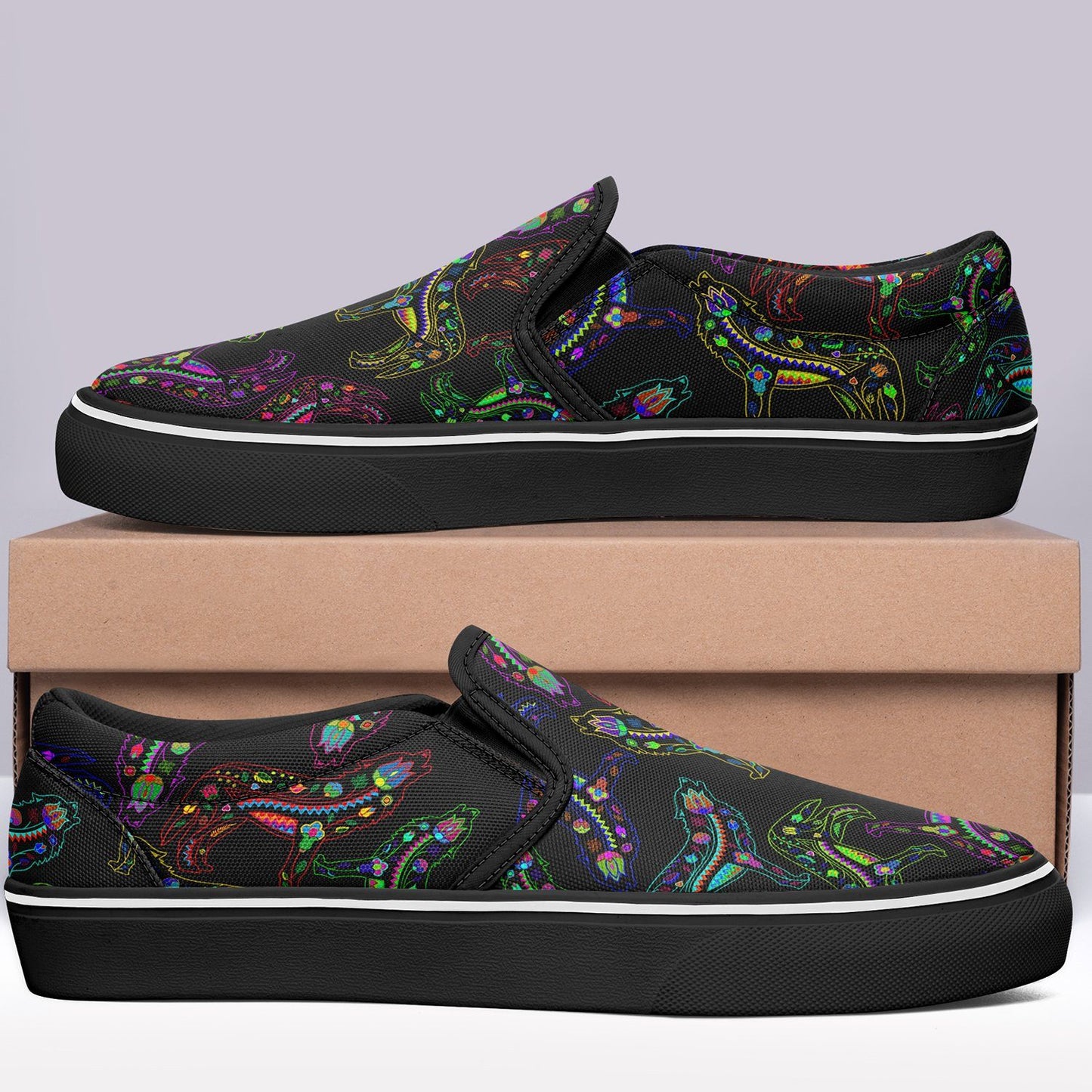 Floral Wolf Otoyimm Canvas Slip On Shoes otoyimm Herman 