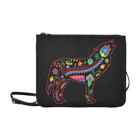 Floral Wolf Slim Clutch Bag (Model 1668) Slim Clutch Bags (1668) e-joyer 