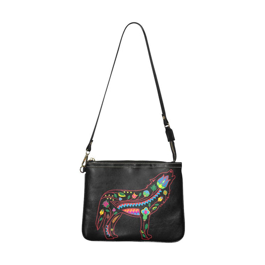 Floral Wolf Small Shoulder Bag (Model 1710) Small Shoulder Bag (1710) e-joyer 