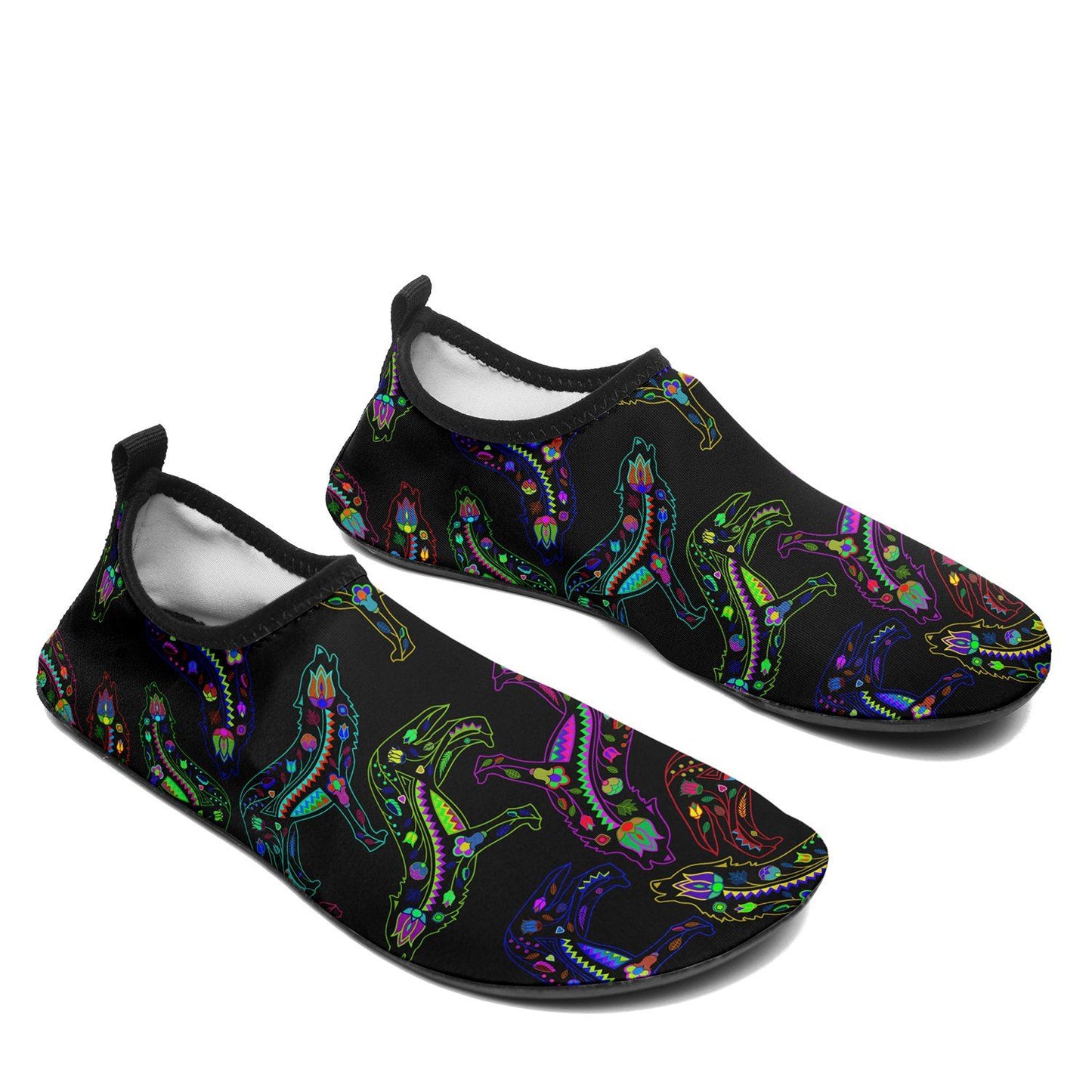 Floral Wolf Sockamoccs Slip On Shoes Herman 