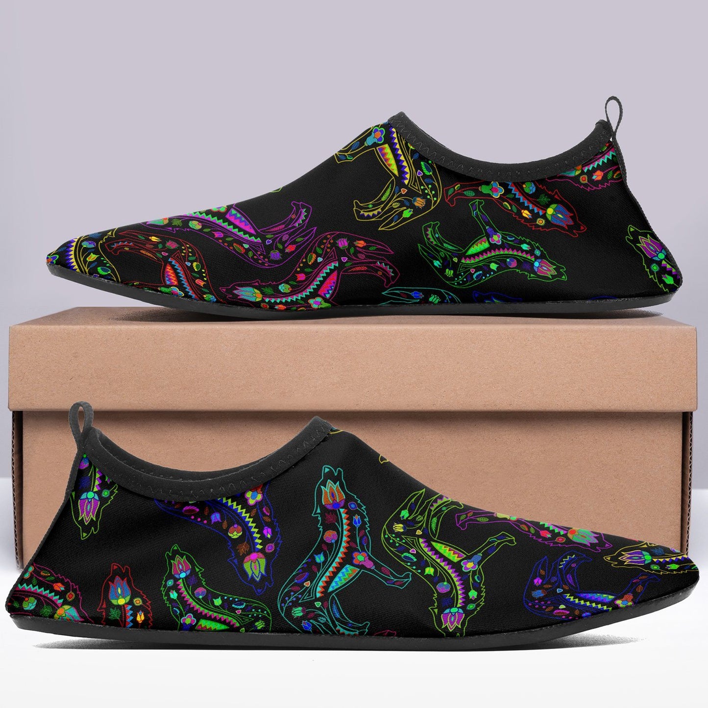 Floral Wolf Sockamoccs Slip On Shoes Herman 