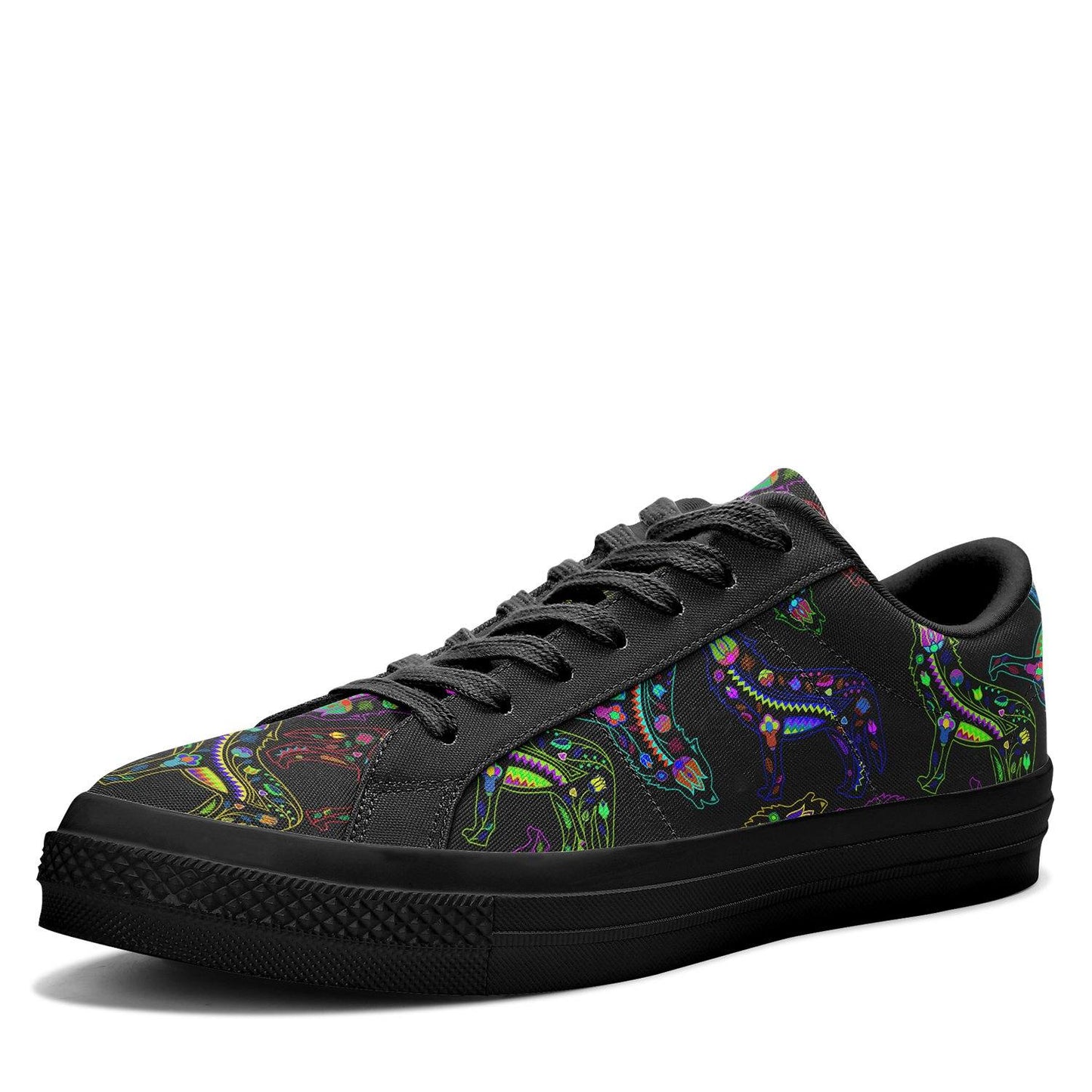 Floral Wolves Aapisi Low Top Canvas Shoes Black Sole aapisi Herman 