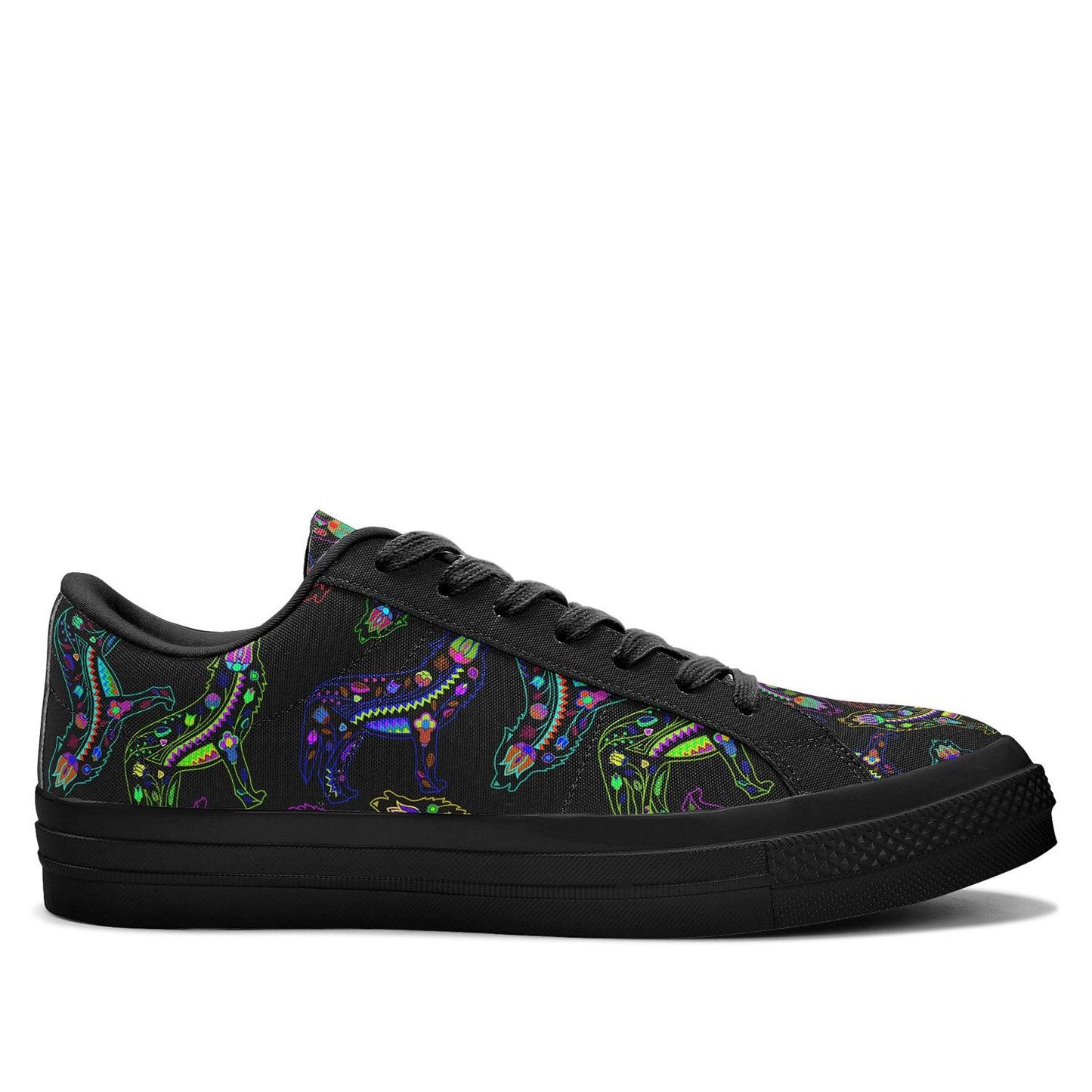 Floral Wolves Aapisi Low Top Canvas Shoes Black Sole aapisi Herman 