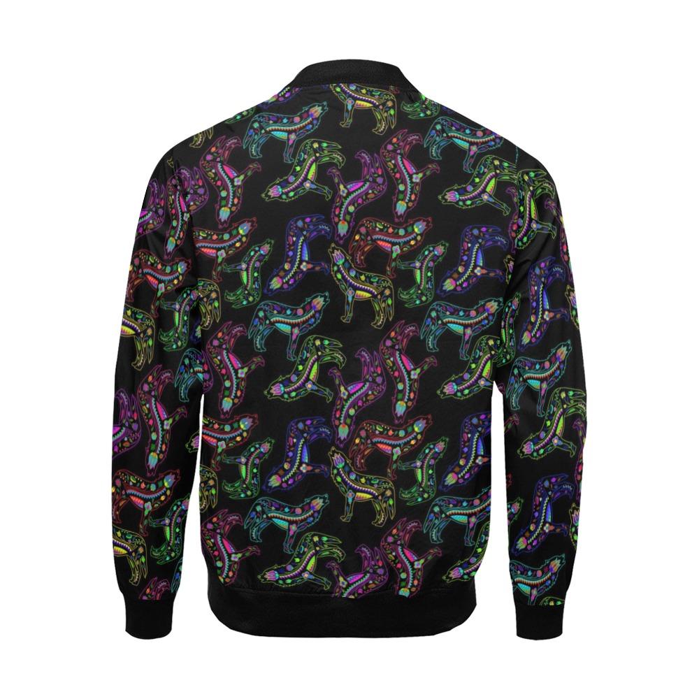 Floral Wolves All Over Print Bomber Jacket for Men (Model H19) All Over Print Bomber Jacket for Men (H19) e-joyer 