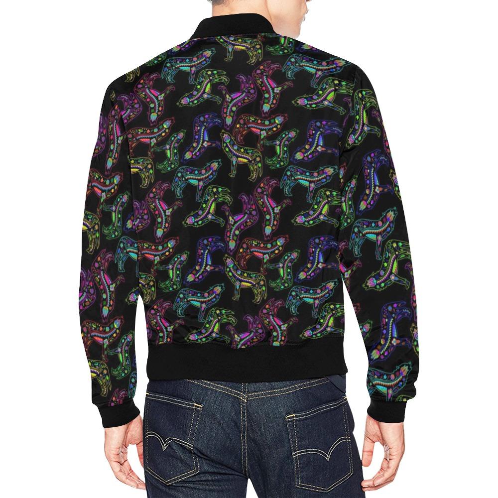 Floral Wolves All Over Print Bomber Jacket for Men (Model H19) All Over Print Bomber Jacket for Men (H19) e-joyer 