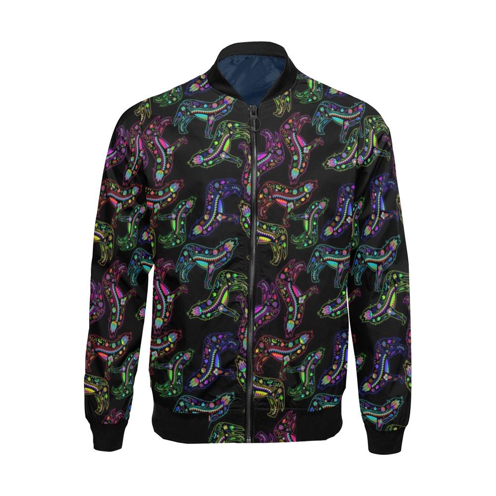 Floral Wolves All Over Print Bomber Jacket for Men (Model H19) All Over Print Bomber Jacket for Men (H19) e-joyer 