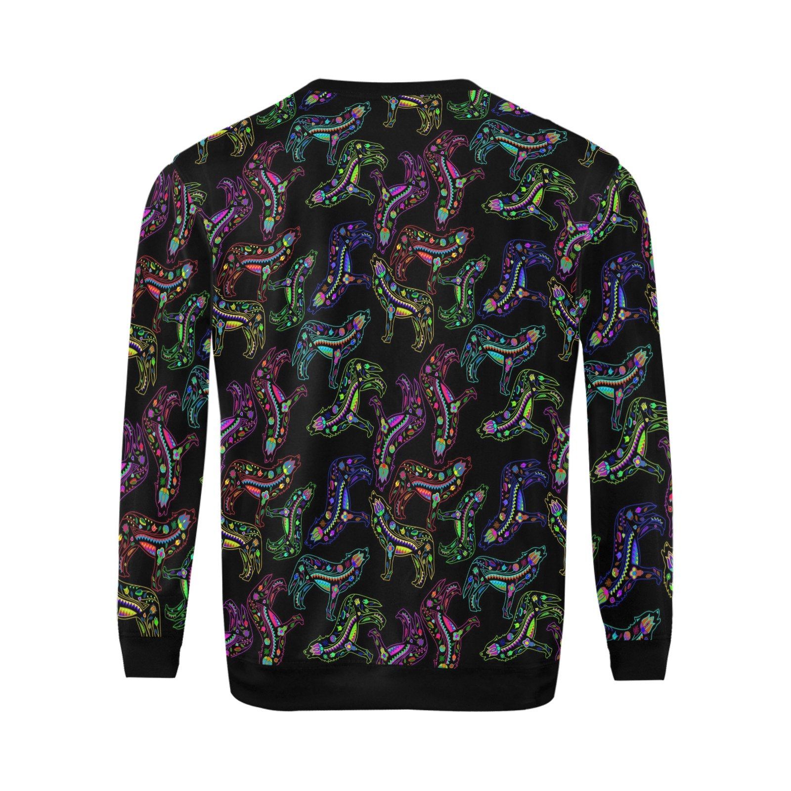 Floral Wolves All Over Print Crewneck Sweatshirt for Men (Model H18) shirt e-joyer 