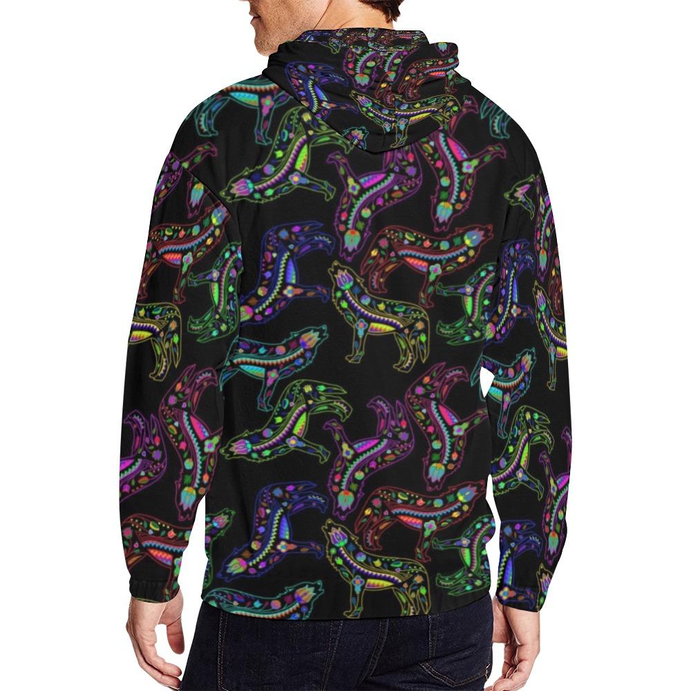 Floral Wolves All Over Print Full Zip Hoodie for Men (Model H14) All Over Print Full Zip Hoodie for Men (H14) e-joyer 
