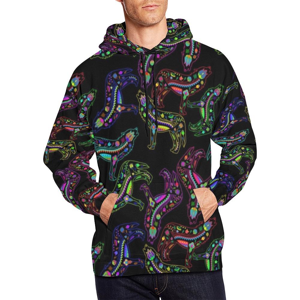 Floral Wolves All Over Print Hoodie for Men (USA Size) (Model H13) All Over Print Hoodie for Men (H13) e-joyer 