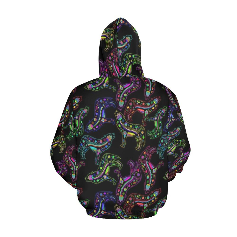 Floral Wolves All Over Print Hoodie for Men (USA Size) (Model H13) All Over Print Hoodie for Men (H13) e-joyer 
