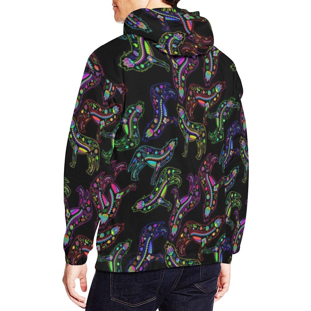 Floral Wolves All Over Print Hoodie for Men (USA Size) (Model H13) All Over Print Hoodie for Men (H13) e-joyer 