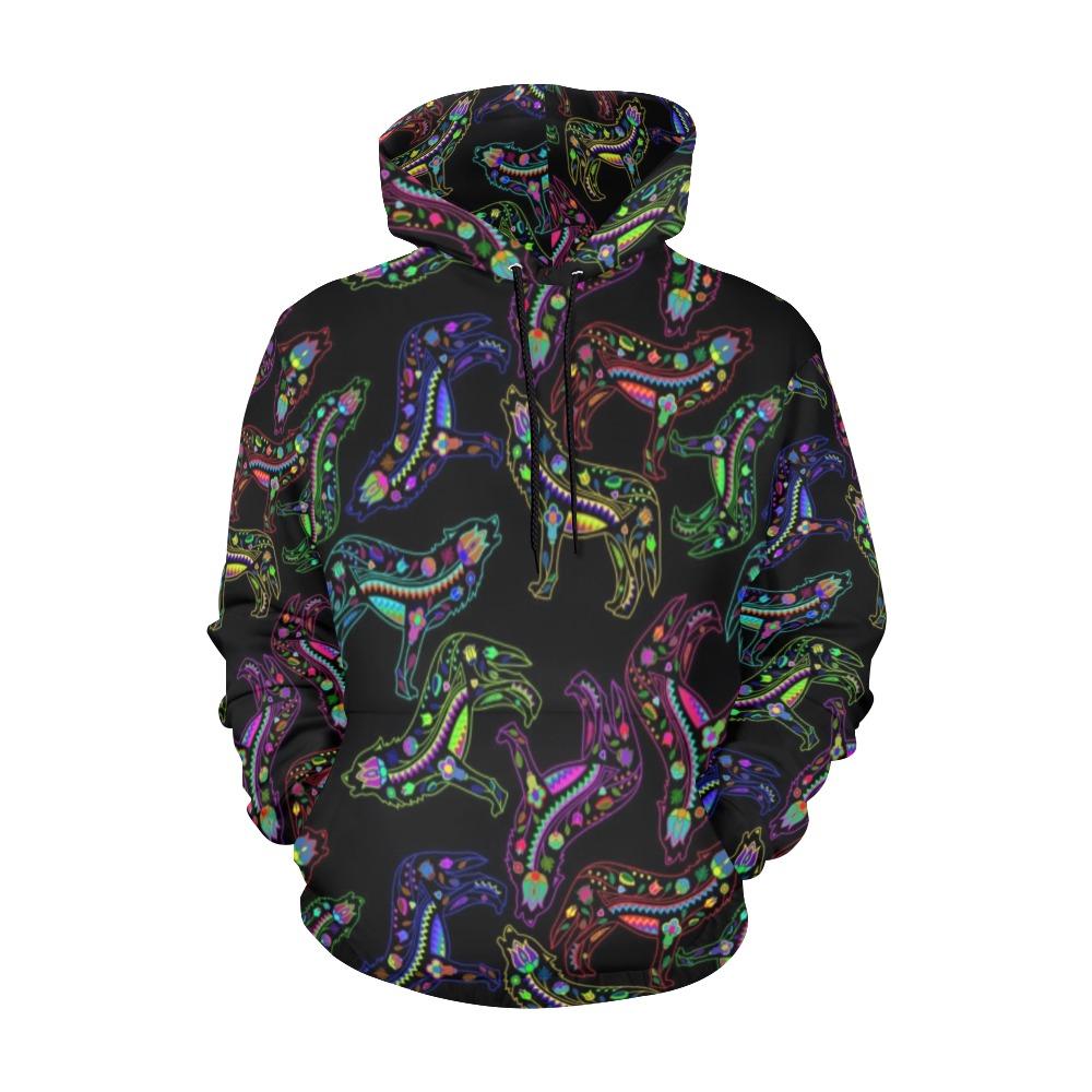 Floral Wolves All Over Print Hoodie for Men (USA Size) (Model H13) All Over Print Hoodie for Men (H13) e-joyer 