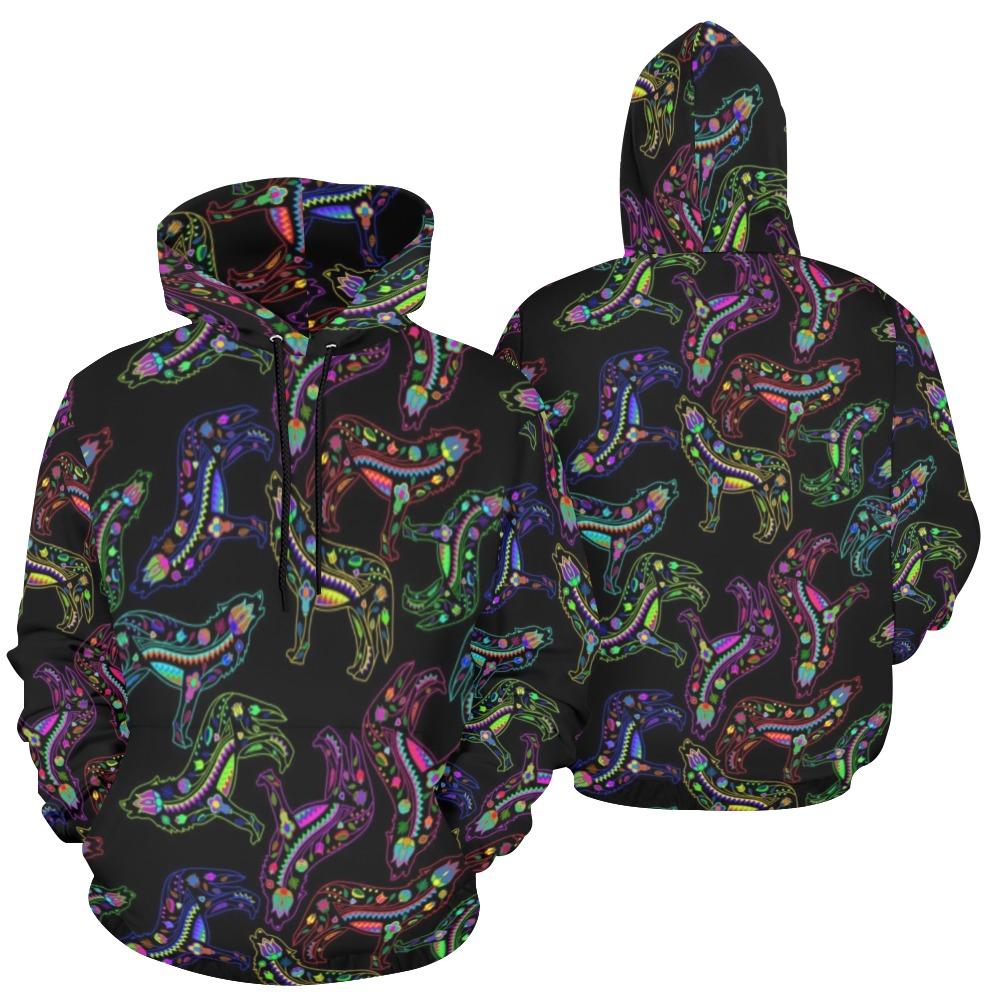 Floral Wolves All Over Print Hoodie for Women (USA Size) (Model H13) All Over Print Hoodie for Women (H13) e-joyer 