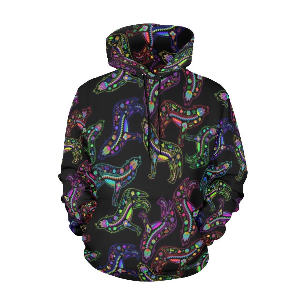 Floral Wolves All Over Print Hoodie for Women (USA Size) (Model H13) All Over Print Hoodie for Women (H13) e-joyer 