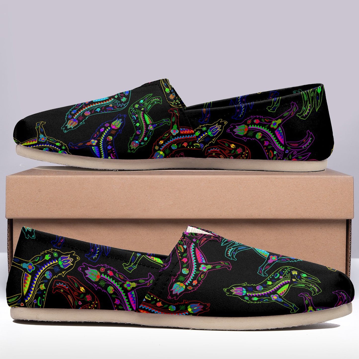 Floral Wolves Casual Unisex Slip On Shoe Herman 